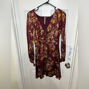 Free People burgundy and floral mini dress